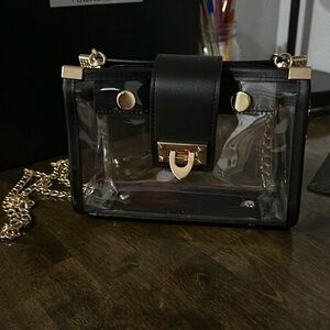 Clear Concert Purse with Gold Chain